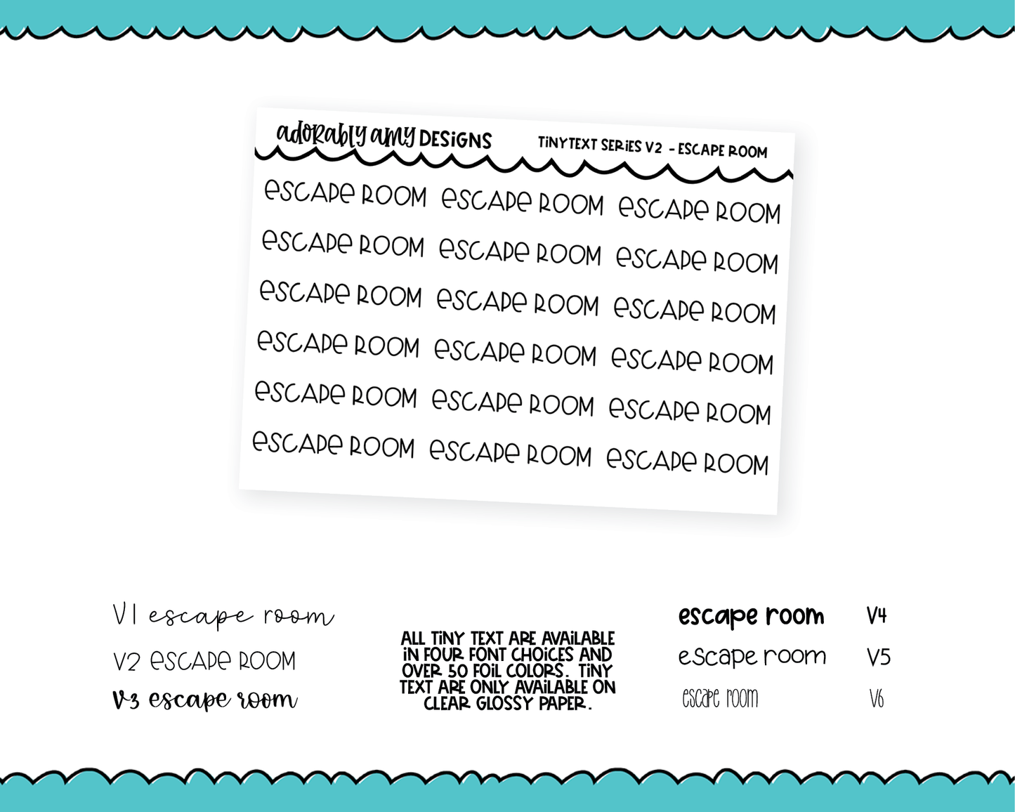 Foiled Tiny Text Series - Escape Room Checklist Size Planner Stickers for any Planner or Insert