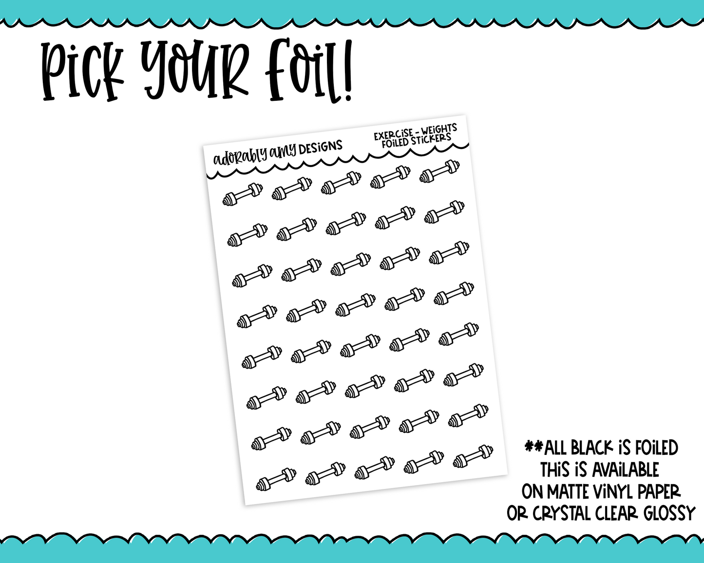 Foiled Weights Icon Reminder Tracker Planner Stickers for any Planner or Insert
