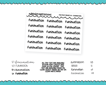 Foiled Tiny Text Series - Funimation Checklist Size Planner Stickers for any Planner or Insert