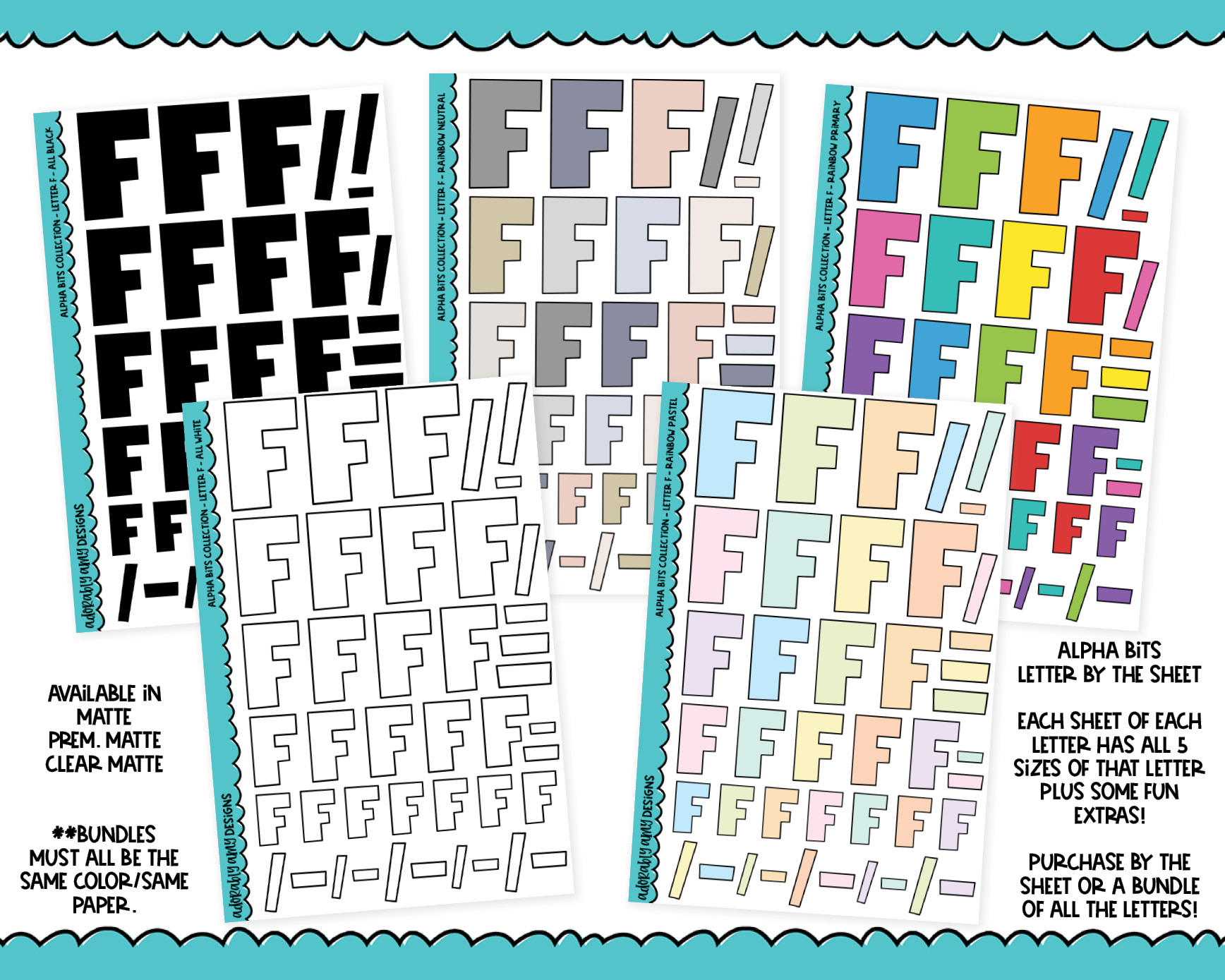 Alpha Bits V1 Letter Stickers Grouped By Size Typography Planner