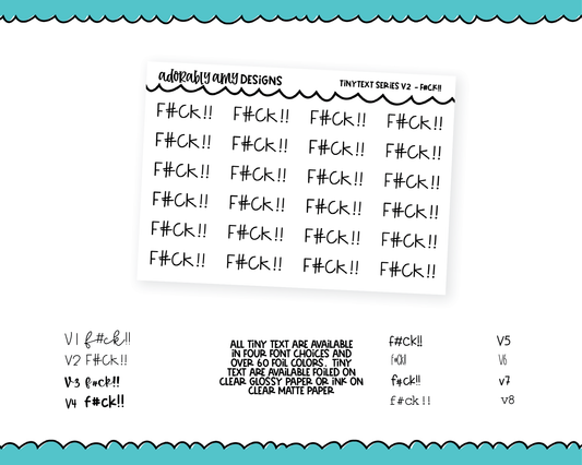 Foiled Tiny Text Series - F#ck!! Checklist Size Planner Stickers for any Planner or Insert
