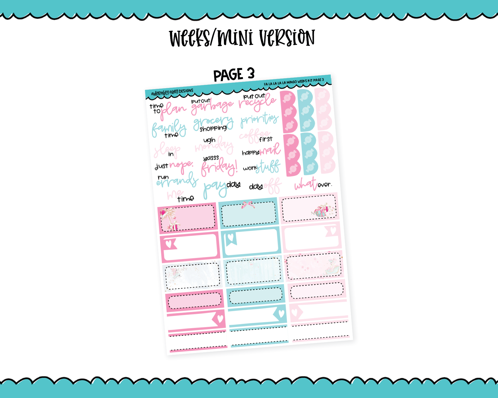 Mini B6 We Wish You a Merry Christmas Themed Weekly Planner Sticker Ki –  Adorably Amy Designs