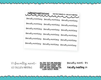 Foiled Tiny Text Series - Faculty Meeting Checklist Size Planner Stickers for any Planner or Insert