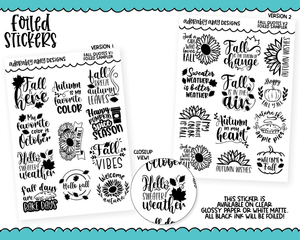 Foiled Fall Quotes Two Versions Quote Samplers Planner Stickers for an –  Adorably Amy Designs