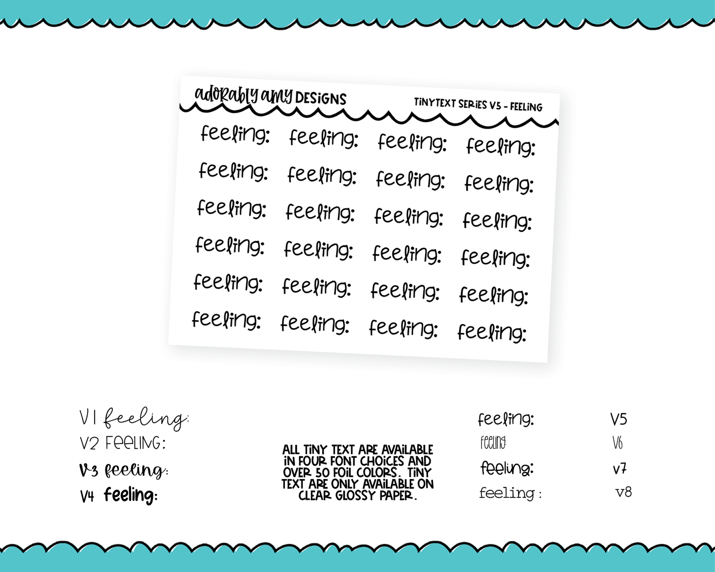 Foiled Tiny Text Series - Feeling Checklist Size Planner Stickers for any Planner or Insert