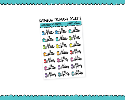 Rainbow Fill Pills Medicine Reminder Planner Stickers for any Planner or Insert - Adorably Amy Designs