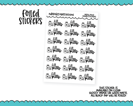Foiled Functional Fill Pills Reminder Planner Stickers for any Planner or Insert