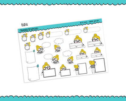 Planner Girls Character Stickers Fill In Boxes Appointment Labels Boxes Sticky Notes Planner Stickers for any Planner or Insert - Adorably Amy Designs