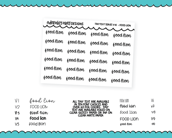 Foiled Tiny Text Series - Food Lion Checklist Size Planner Stickers for any Planner or Insert