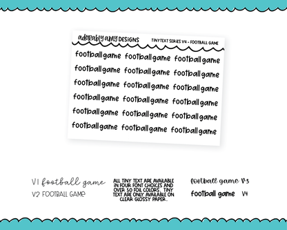 Foiled Tiny Text Series - Football Game Checklist Size Planner Stickers for any Planner or Insert