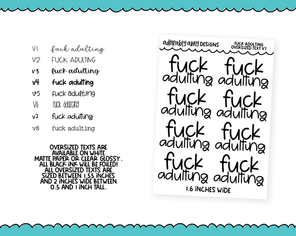 Foiled Oversized Text - F@ck Adulting Large Text Planner Stickers