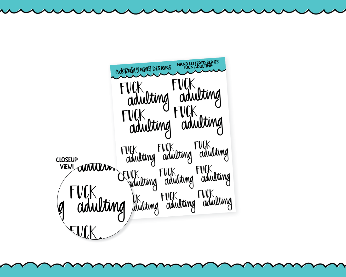 Hand Lettered F*ck Adulting Snarky Planner Stickers for any Planner or Insert
