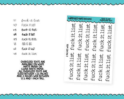 Oversized Text - Fuck It List Large Text Planner Stickers