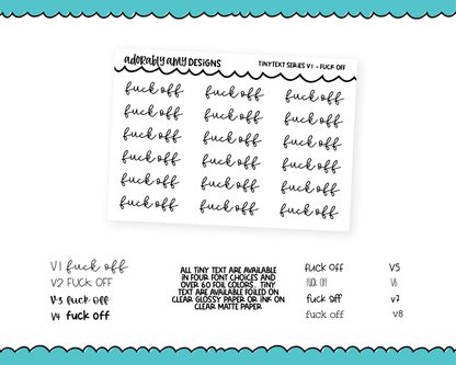 Foiled Tiny Text Series - Fuck Off Checklist Size Planner Stickers for any Planner or Insert
