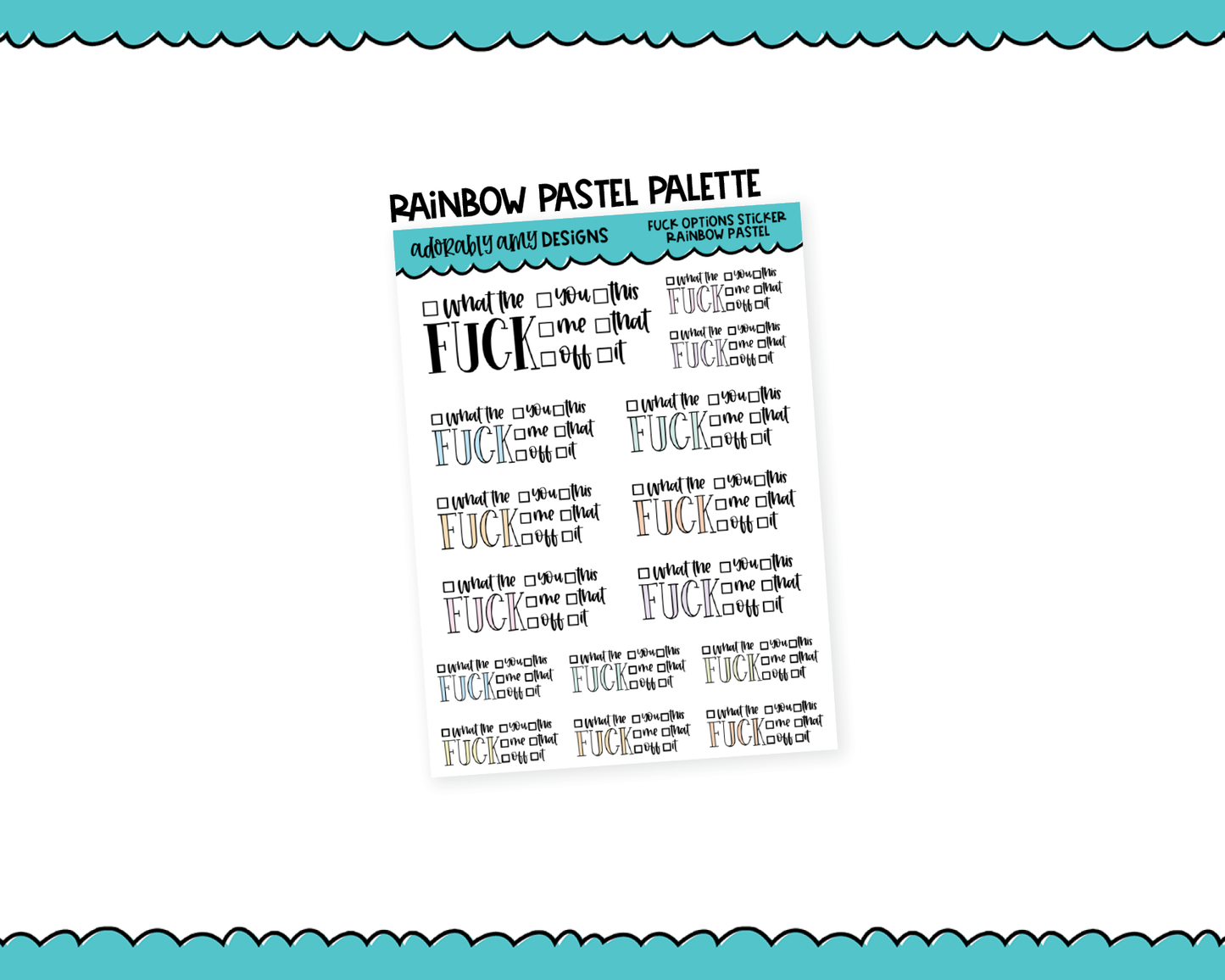 Rainbow or Black F*ck Options Typography Planner Stickers for any Planner or Insert
