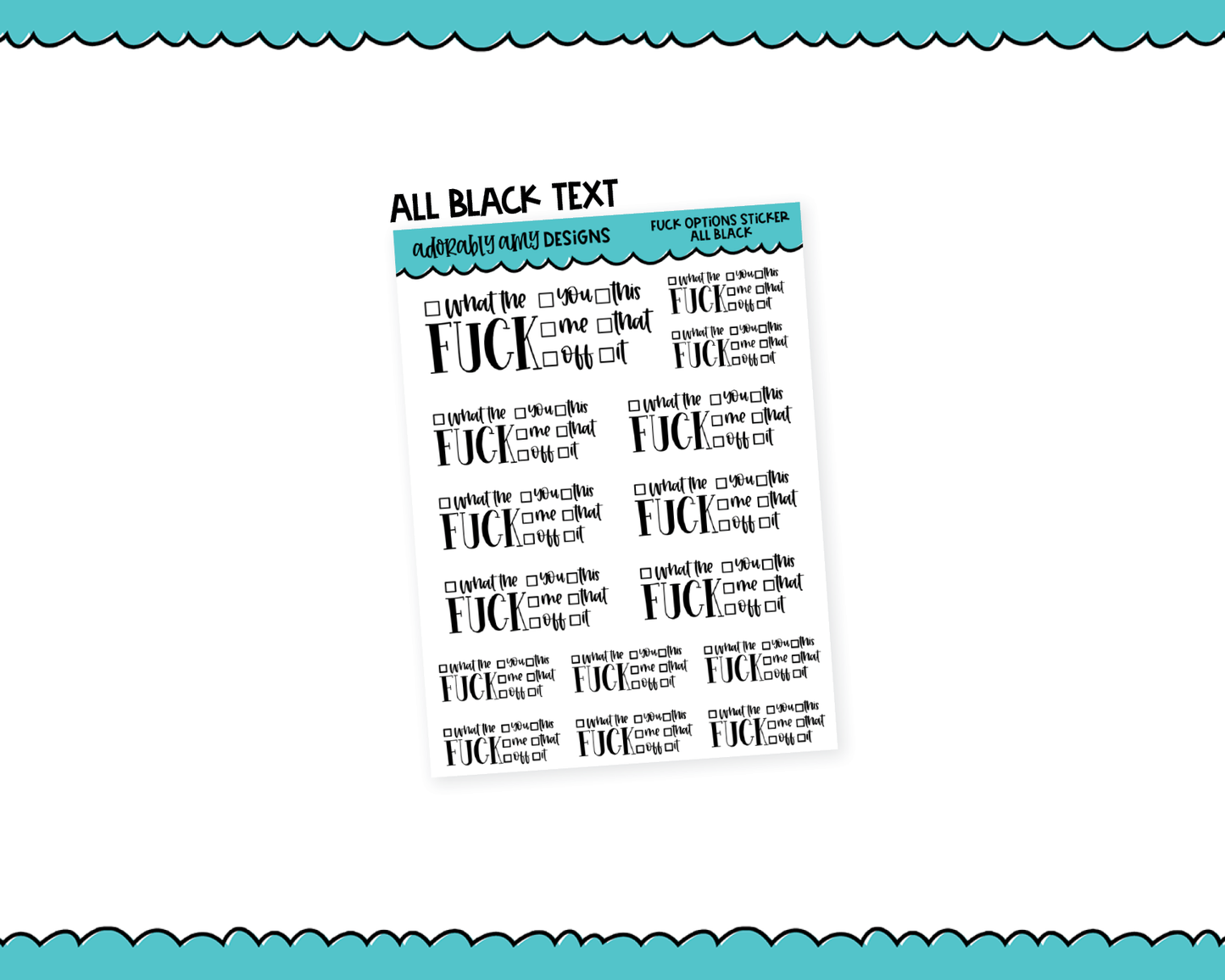 Rainbow or Black F*ck Options Typography Planner Stickers for any Planner or Insert