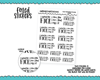 Foiled F*ck Options Planner Stickers for any Planner or Insert
