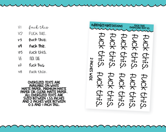 Oversized Text - F@ck This Large Text Planner Stickers