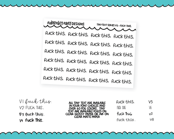Foiled Tiny Text Series - F#ck This Checklist Size Planner Stickers for any Planner or Insert
