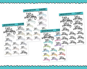 Rainbow or Black F*ck You Monday Snarky Typography Planner Stickers for any Planner or Insert