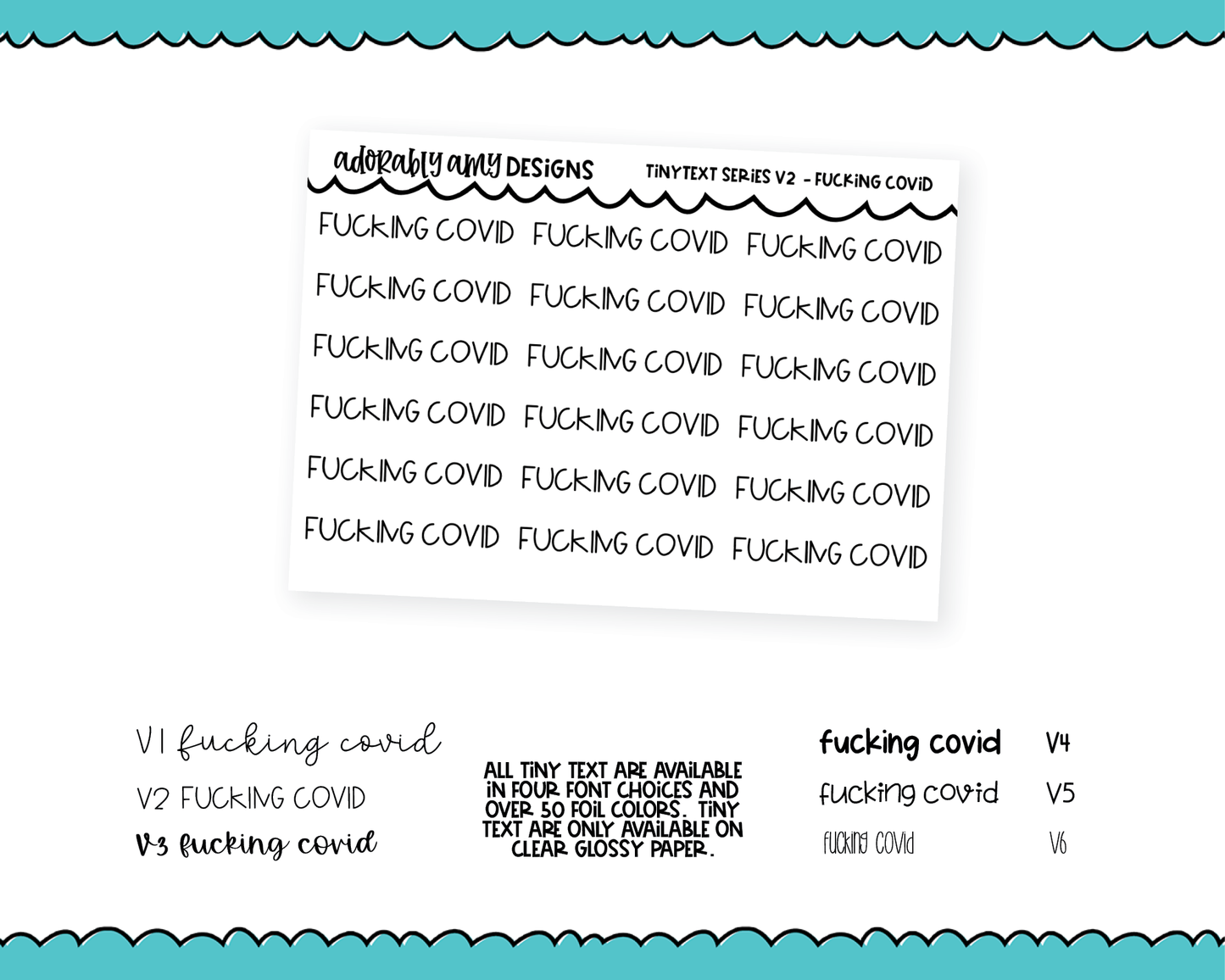 Foiled Tiny Text Series - Fucking Covid Checklist Size Planner Stickers for any Planner or Insert