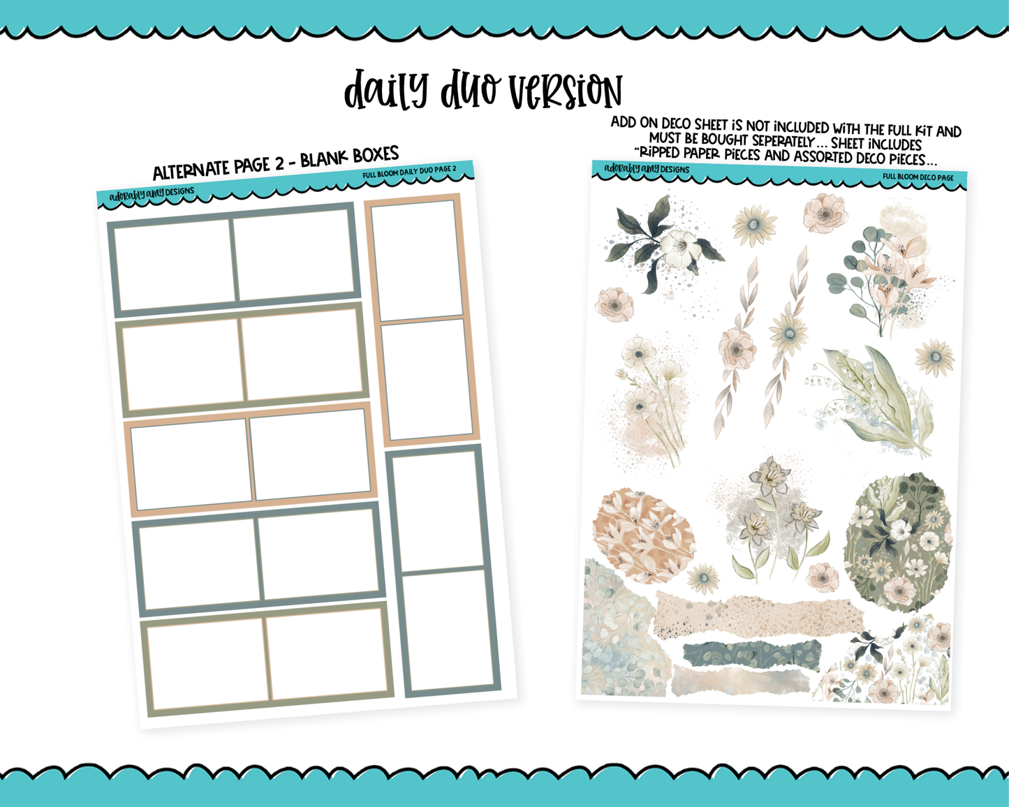 Daily Duo Full Bloom Themed Weekly Planner Sticker Kit for Daily Duo Planner