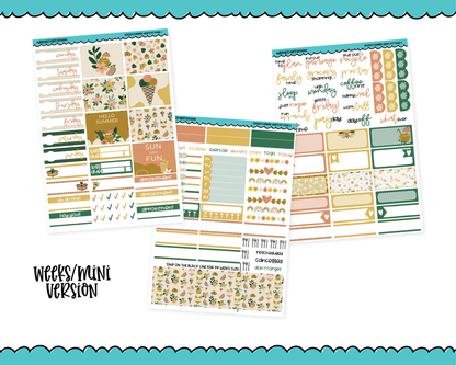 Mini B6/Weeks Golden Summer Weekly Planner Sticker Kit sized for ANY Vertical Insert