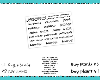 Foiled Tiny Text Series - Garden Sampler Checklist Size Planner Stickers for any Planner or Insert