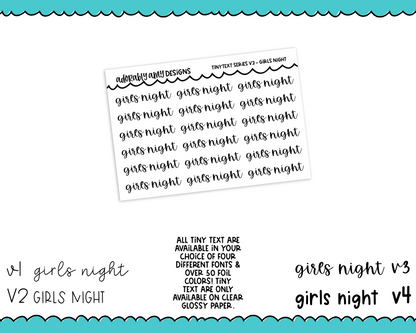 Foiled Tiny Text Series - Girls Night Checklist Size Planner Stickers for any Planner or Insert
