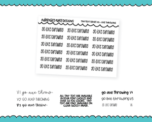 Foiled Tiny Text Series - Go Axe Throwing Checklist Size Planner Stickers for any Planner or Insert