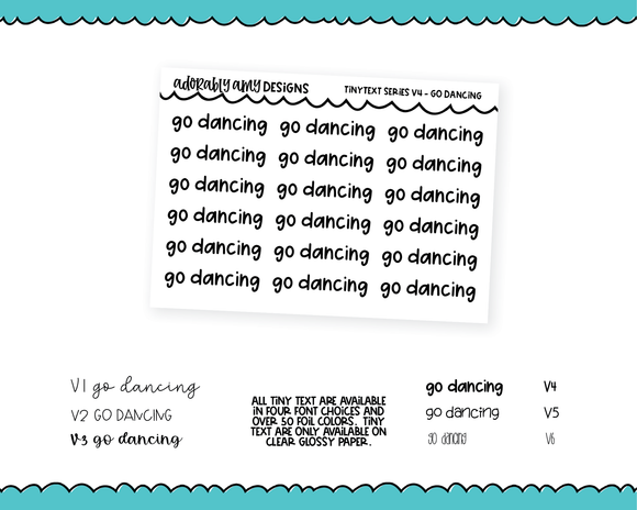 Foiled Tiny Text Series - Go Dancing Checklist Size Planner Stickers for any Planner or Insert