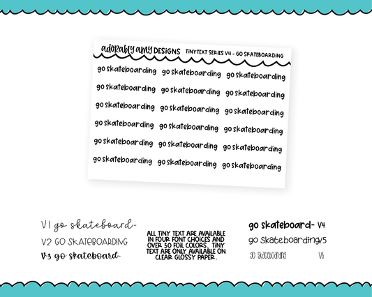 Foiled Tiny Text Series - Go Skateboarding Checklist Size Planner Stickers for any Planner or Insert
