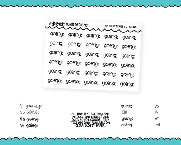 Foiled Tiny Text Series - Going Checklist Size Planner Stickers for any Planner or Insert