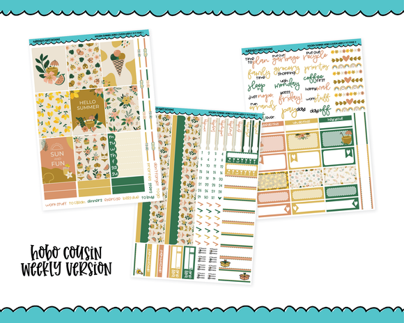 Hobonichi Cousin Weekly Golden Summer Planner Sticker Kit for Hobo Cousin or Similar Planners