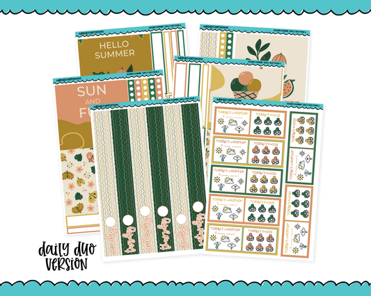Daily Duo Golden Summer Themed Weekly Planner Sticker Kit for Daily Duo Planner