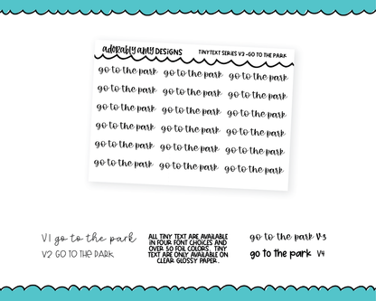 Foiled Tiny Text Series - Go To The Park Checklist Size Planner Stickers for any Planner or Insert