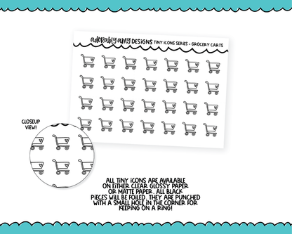 Foiled Tiny Icon Series - Grocery Carts Shopping Tiny Size Planner Stickers for any Planner or Insert