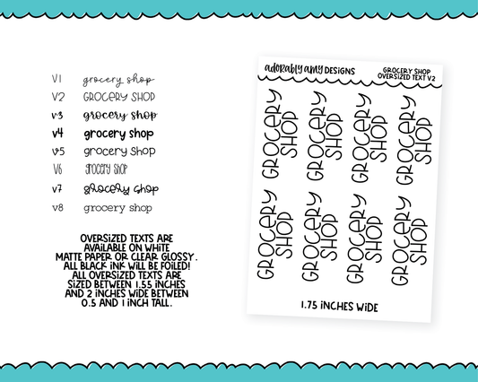 Foiled Oversized Text - Grocery Shop Large Text Planner Stickers
