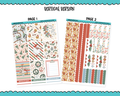 Vertical Groovy Christmas Holidays and Christmas Themed Planner Sticker Kit for Vertical Standard Size Planners or Inserts