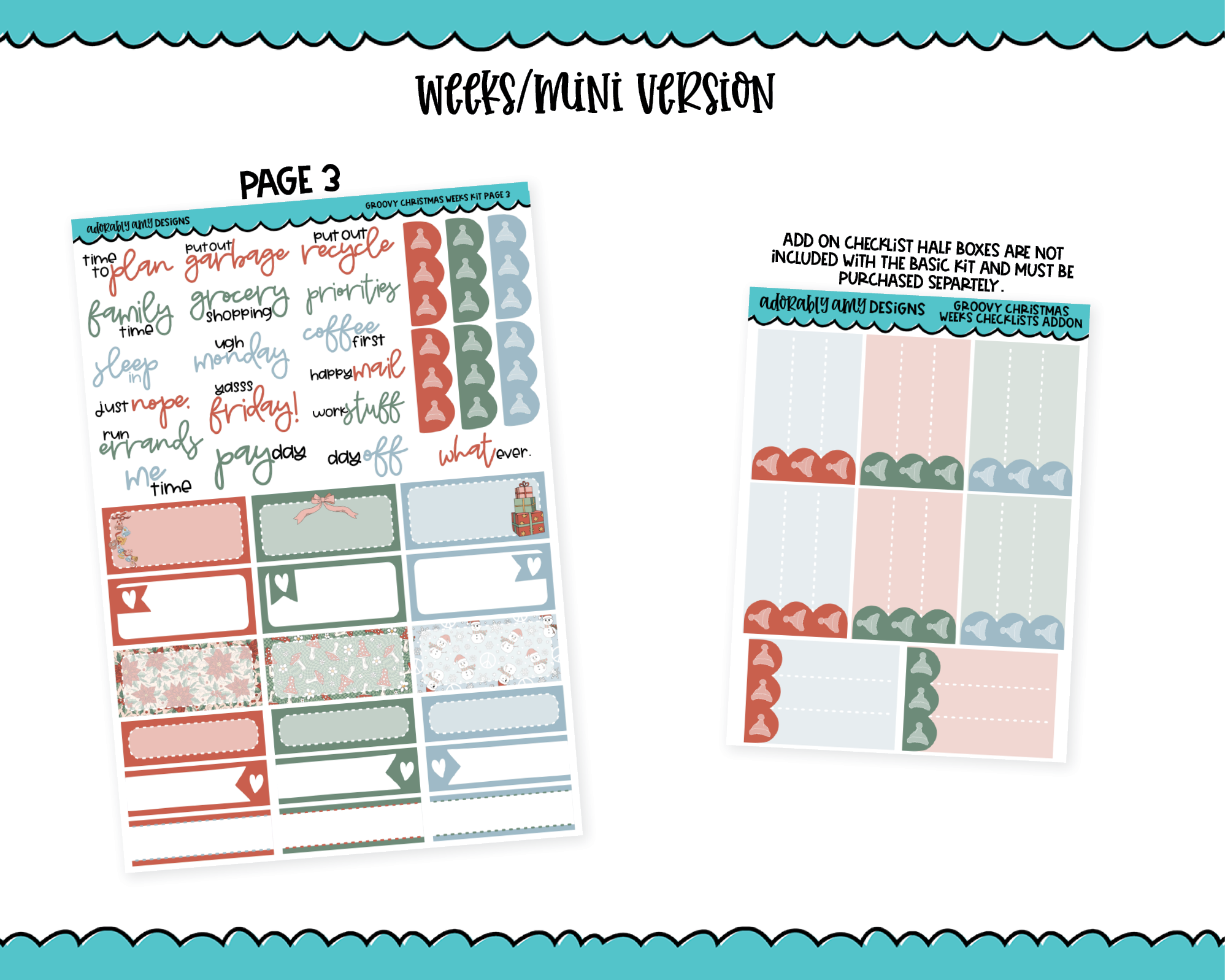 Mini B6 Happy Christmas Weekly Planner Sticker Kit sized for ANY Verti –  Adorably Amy Designs