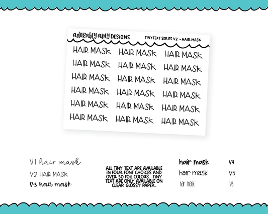 Foiled Tiny Text Series - Hair Mask Checklist Size Planner Stickers for any Planner or Insert