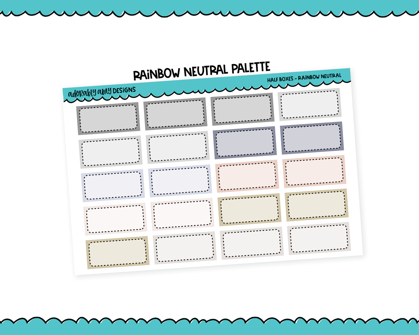 Rainbow Half Box Reminder Planner Stickers for any Planner or Insert - Adorably Amy Designs