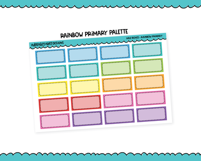 Rainbow Half Box Reminder Planner Stickers for any Planner or Insert - Adorably Amy Designs