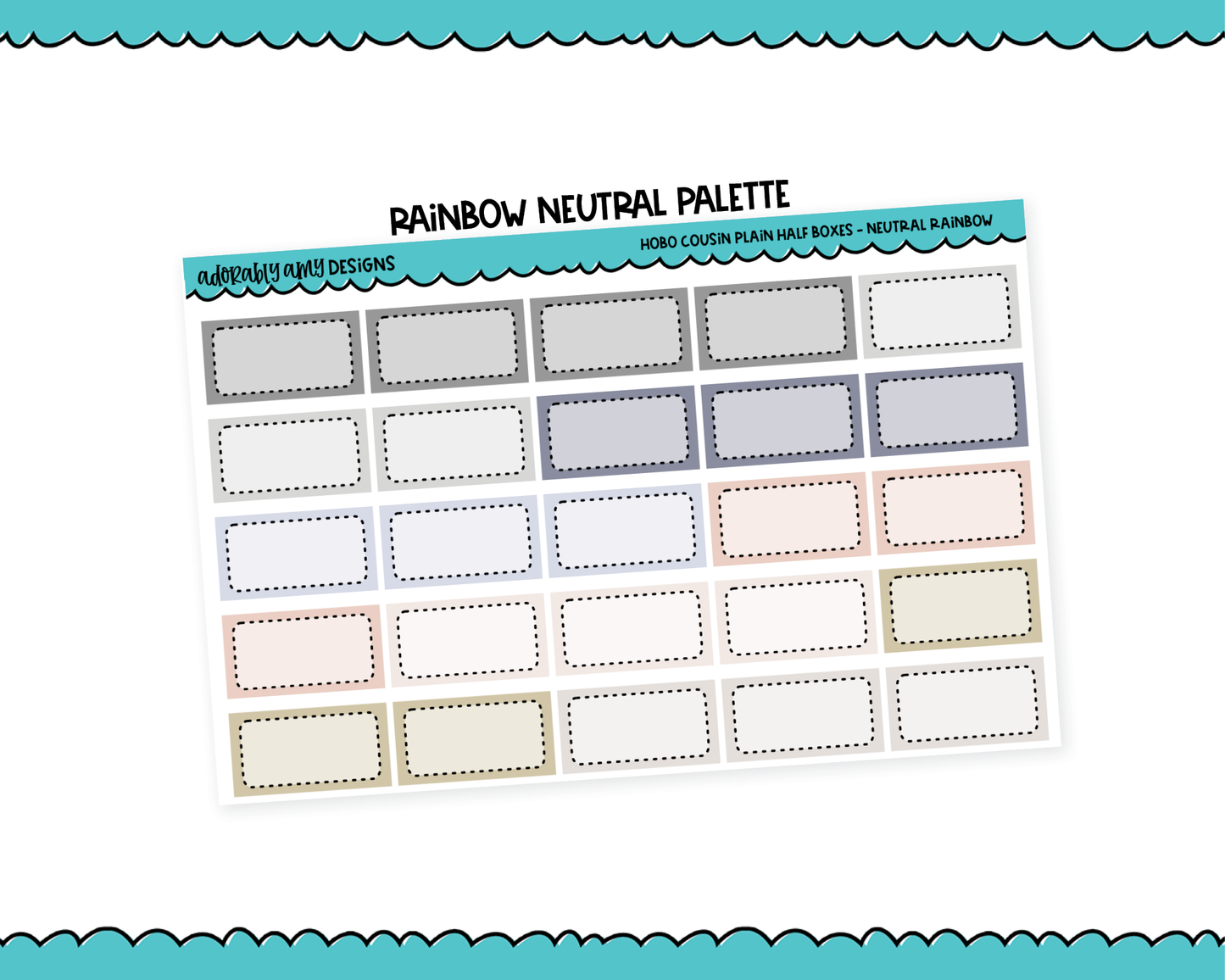 Hobo Cousin Rainbow Plain Half Box Planner Stickers for Hobo Cousin or any Planner or Insert