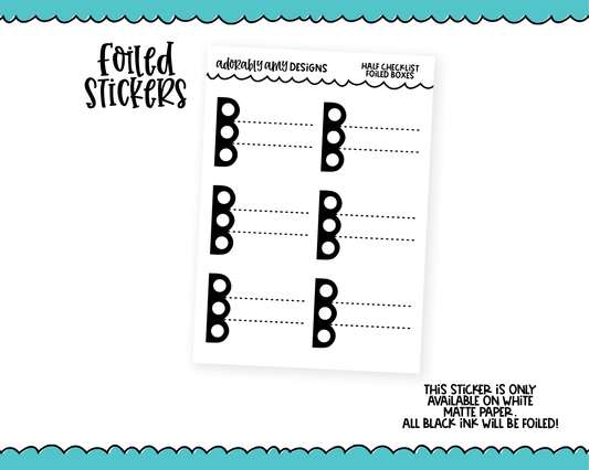Foiled Scalloped Half Box Checklist Planner Stickers for any Planner or Insert