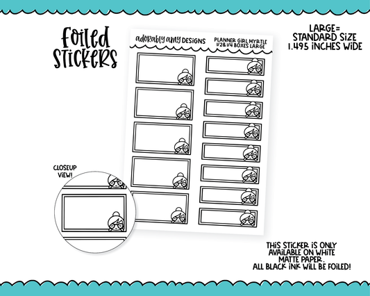 Foiled Doodled Planner Girls Half & Quarter Boxes Two Sizes Planner Stickers for any Planner or Insert