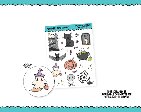 Halloween Doodles V2 Sampler Planner Stickers for any Planner or Insert