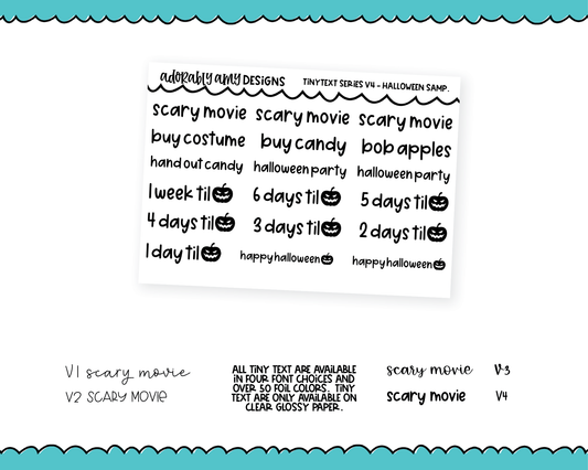 Foiled Tiny Text Series - Halloween Sampler Checklist Size Planner Stickers for any Planner or Insert