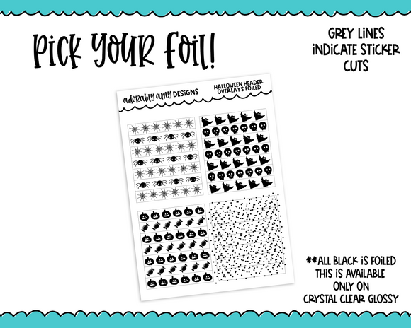 Foiled Halloween Clear Header Overlays Planner Stickers for Erin Condren, Plum Planner, Inkwell Press, or Any Size Planners