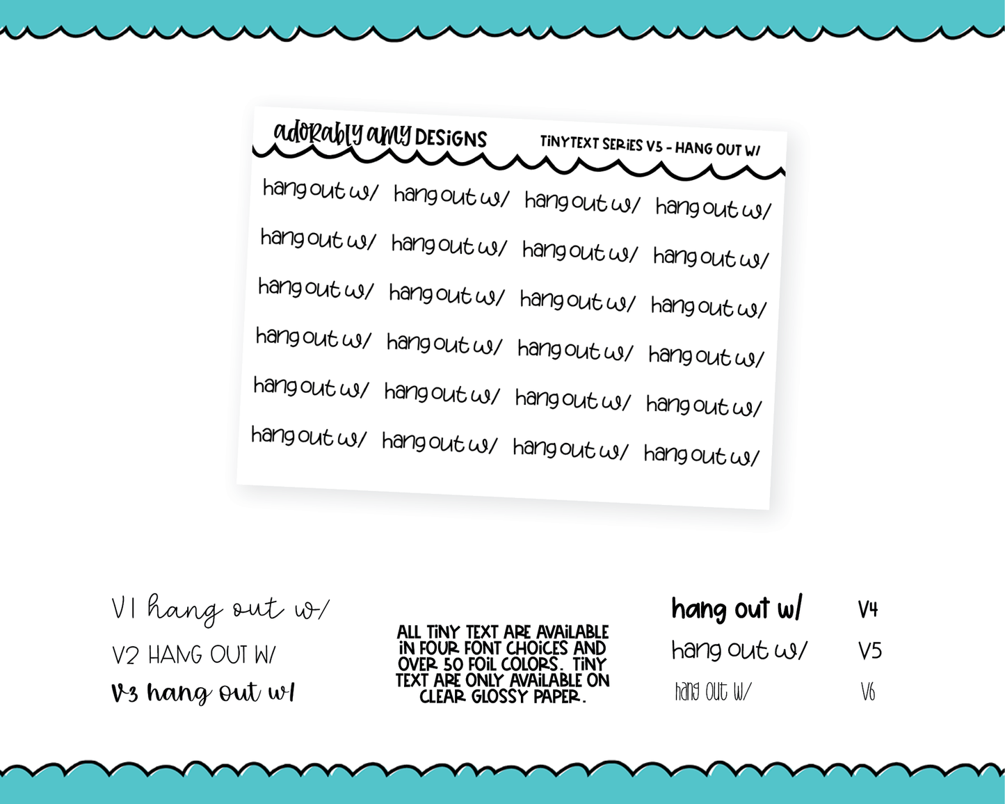 Foiled Tiny Text Series - Hang Out With Checklist Size Planner Stickers for any Planner or Insert